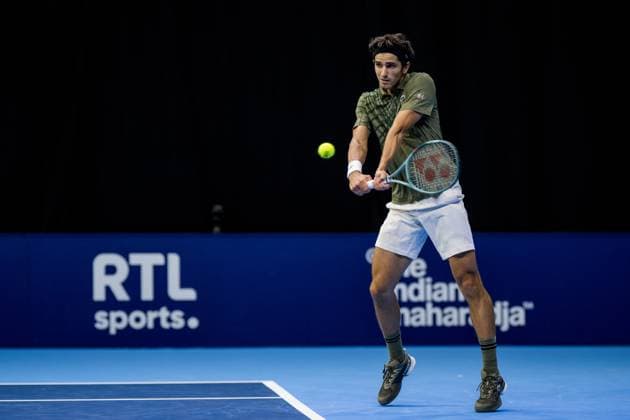 French Pierre-Hugues Herbert pictured in action during the European Open ATP, Tennis Herren tennis tournament in Brussels, on Monday 13 October 2025. This year s edition of the tournament is taking place from 12 to 19 October 2025. JASPERxJACOBS  x136668995x