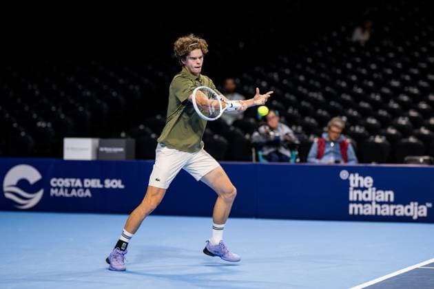 Belgian Alexander Blockx pictured in action during the European Open ATP, Tennis Herren tennis tournament in Brussels, on Monday 13 October 2025. This year s edition of the tournament is taking place from 12 to 19 October 2025. JASPERxJACOBS  x136669162x