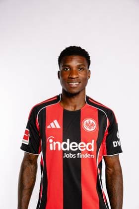 Hugo Ekitike Eintracht Frankfurt portrait appointment 2025 2026 1 BL Bundesliga soccer portrait appointment, headshot, portrait, introduction, presentation, press appointment 2025 2026 Studio Shooting Studioshooting