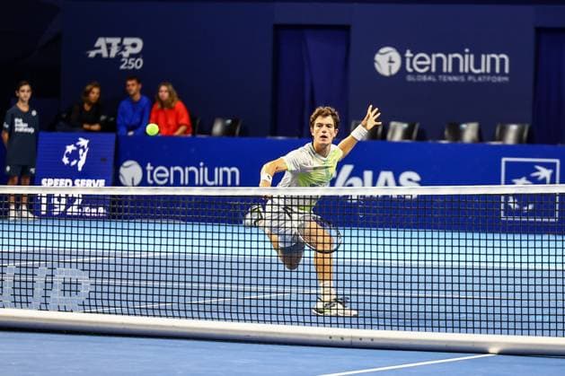 Belgian Gilles-Arnaud Bailly pictured in action during the European Open ATP, Tennis Herren tennis tournament in Brussels, on Monday 13 October 2025. This year s edition of the tournament is taking place from 12 to 19 October 2025. DAVIDxPINTENS  x136675587x