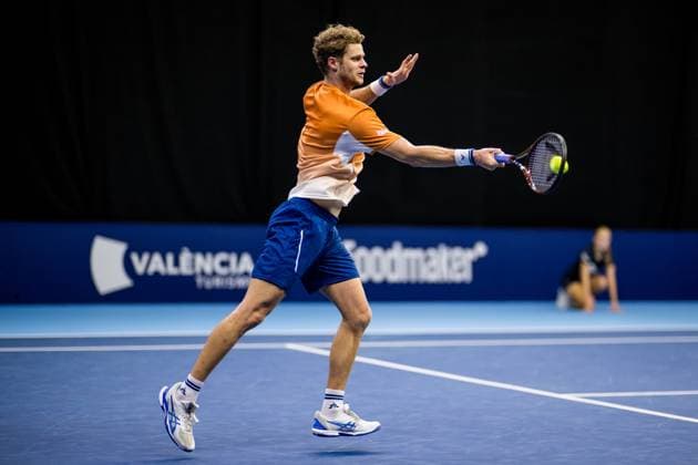 German Yannick Hanfmann pictured in action during the European Open ATP, Tennis Herren tennis tournament in Brussels, on Monday 13 October 2025. This year s edition of the tournament is taking place from 12 to 19 October 2025. JASPERxJACOBS  x136680108x