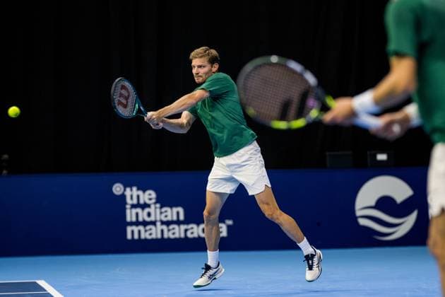 Belgian David Goffin and Belgian Raphael Collignon pictured in action during the European Open ATP, Tennis Herren tennis tournament in Brussels, on Monday 13 October 2025. This year s edition of the tournament is taking place from 12 to 19 October 2025. JASPERxJACOBS  x136688268x