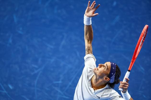 Brazilian Thomaz Belluci pictured in action during the European Open ATP, Tennis Herren tennis tournament in Brussels, on Monday 13 October 2025. This year s edition of the tournament is taking place from 12 to 19 October 2025. DAVIDxPINTENS  x136691527x
