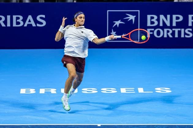 Brazilian Thomaz Belluci pictured in action during the European Open ATP, Tennis Herren tennis tournament in Brussels, on Monday 13 October 2025. This year s edition of the tournament is taking place from 12 to 19 October 2025. DAVIDxPINTENS  x136691874x