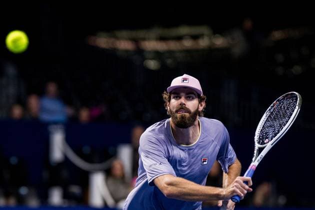 US Reilly Opelka pictured in action during the European Open ATP, Tennis Herren tennis tournament in Brussels, on Monday 13 October 2025. This year s edition of the tournament is taking place from 12 to 19 October 2025. JASPERxJACOBS  x136694202x