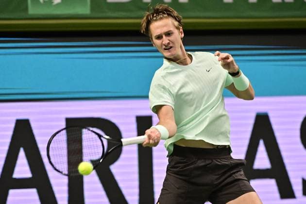 STOCKHOLM, SWEDEN 20251013 Sebastian Korda, USA, in his match against Alexei Popyrin, Australia, during the BNP Paribas Nordic Open tennis tournament at the Kungliga tennishallen STOCKHOLM SWEDEN x10030x  Copyright: xJonasxEkströmer TTx TENNIS NORDIC OPEN