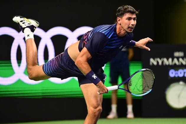 STOCKHOLM, SWEDEN 20251013 Alexei Popyrin, Australia, in his match against Sebastian Korda, USA, during the BNP Paribas Nordic Open tennis tournament at the Royal Swedish Tennis Hall STOCKHOLM SWEDEN x10030x  Copyright: xJonasxEkströmer TTx TENNIS NORDIC OPEN