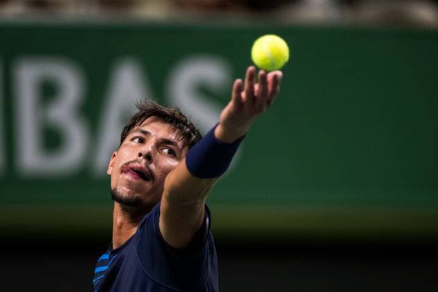 251013 Alexei Popyrin of Australia competes in a men s singles tennis match during day 1 of the ATP 250 Nordic Open on October 13, 2025 in Stockholm Photo Emma Wallskog BILDBYRAN COP 320 EW0577 tennis nordic open nordic open 2024 bbeng  Copyright: EMMAxWALLSKOG BB251013EW030