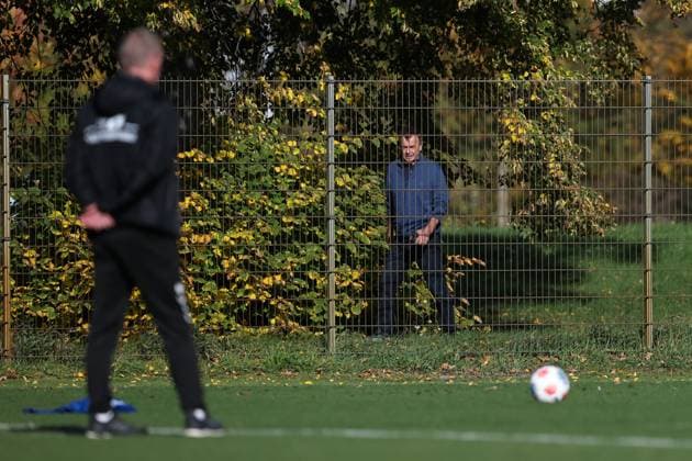 Managing Director Sports Otmar Schork 1 FC Magdeburg and Coach Petrik Sander 1 FC Magdeburg 2 Soccer Bundesliga Season 2025 2026 Training 1 FC Magdeburg at the Avnet Arena in Magdeburg Soccer,Man,Men,Germany,13 10 2025