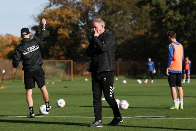 Coach Petrik Sander 1 FC Magdeburg 2 Soccer Bundesliga Season 2025 2026 Training 1 FC Magdeburg at the Avnet Arena in Magdeburg Soccer,Man,Men,Germany,13 10 2025