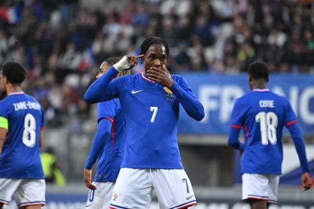 Football : 2025 UEFA European Under-21 Championship qualification -France v Estonia mathys TEL of France during the 2025 UEFA European Under-21 Championship qualification, Group C football match between France u 21 and Estonia u 21 at the Alpes stadium Grenoble on October 13, 2025  Copyright: xALLILI_MOURADx