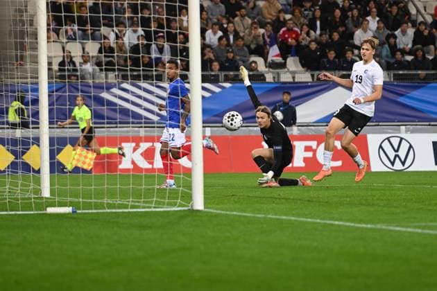 Football : 2025 UEFA European Under-21 Championship qualification -France v Estonia Eli Junior KROUPI of France during the 2025 UEFA European Under-21 Championship qualification, Group C football match between France u 21 and Estonia u 21 at the Alpes stadium Grenoble on October 13, 2025  Copyright: xALLILI_MOURADx