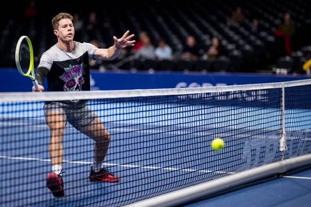 Uruguayan Ariel Behar pictured in action during the European Open ATP, Tennis Herren tennis tournament in Brussels, on Monday 13 October 2025. This year s edition of the tournament is taking place from 12 to 19 October 2025. JASPERxJACOBS  x136701561x