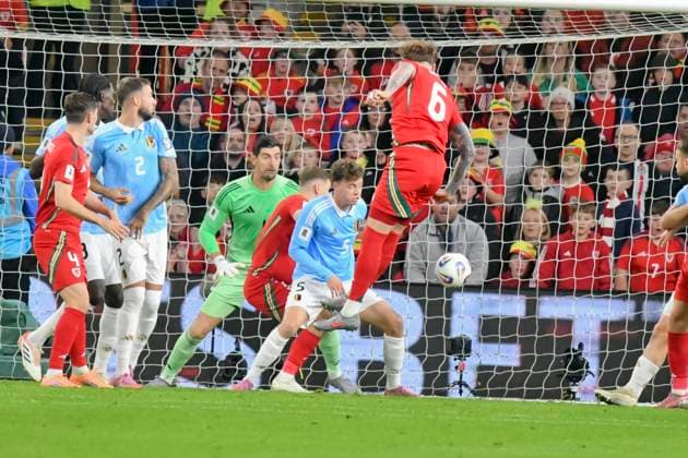 Football - 2026 FIFA World Cup, WM, Weltmeisterschaft, Fussball - European Qualifying - Group J - Matchday 8 12 - Wales vs Belgium - Cardiff City Stadium - Monday 13th October 2025 Joe Rodon WALES sc1 COLORSPORT Winston Bynorth 