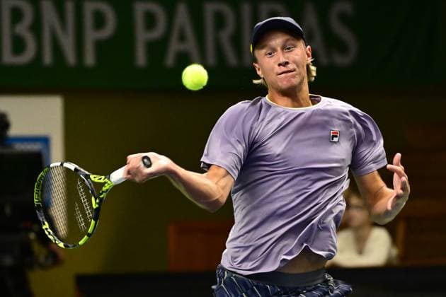 STOCKHOLM, SWEDEN 20251013 Leo Borg, Sweden, in his match against Sebastian Ofner, Austria, during the BNP Paribas Nordic Open tennis tournament at the Kungliga tennishallen STOCKHOLM SWEDEN x10030x  Copyright: xJonasxEkströmer TTx TENNIS NORDIC OPEN