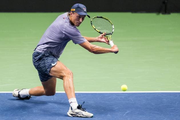251013 Leo Borg of Sweden competes in a men s singles tennis match during day 1 of the ATP 250 Nordic Open on October 13, 2025 in Stockholm Photo Emma Wallskog BILDBYRAN COP 320 EW0577 tennis nordic open nordic open 2024 bbeng sverige sweden  Copyright: EMMAxWALLSKOG BB251013EW047