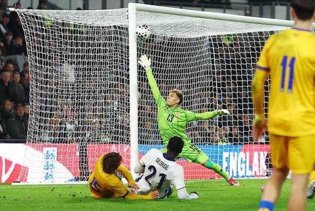 Tyrique George of England scores the opening goal England U21, U 21 v Andorra U21, UEFA U21 Championship Qualifying, Group D, Football, Pride Park, Derby, UK - 13 Oct 2025Derby Pride Park United Kingdom EDITORIAL USE ONLY No use with unauthorised audio, video, data, fixture lists, club league logos or live services. Online in-match use limited to 120 images, no video emulation. No use in betting, games or single club league player publications. Copyright: xMattxWest Shutterstockx 15523218v
