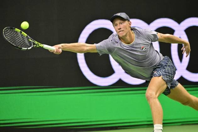 STOCKHOLM, SWEDEN 20251013 Leo Borg, Sweden, in his match against Sebastian Ofner, Austria, during the BNP Paribas Nordic Open tennis tournament at the Kungliga tennishallen STOCKHOLM SWEDEN x10030x  Copyright: xJonasxEkströmer TTx TENNIS NORDIC OPEN