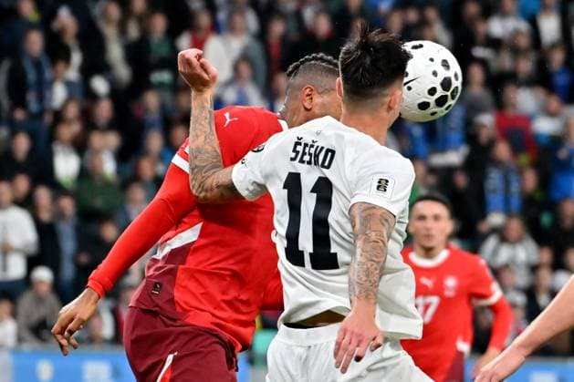Ljubljana, Slovenia, October 13th 2025, Benjamin Sesko of Slovenia (R) in action during the UEFA European Qualifiers for 2026 World Cup, Group B match between Slovenia and Switzerland at Stadium Stozice, Ljubljana, Slovenia. (Photo by Igor Kupljenik Sports Press Photo) Copyright: xIgorxKupljenikx xSPPx Sportspressphoto_SPR42168