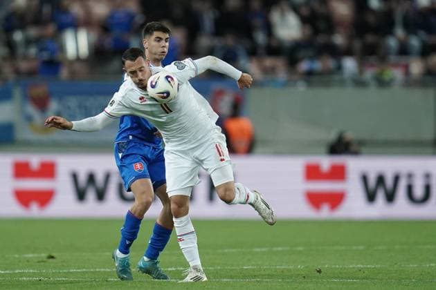 Soccer World Cup Qualification 2025 2026 13 10 2025, Soccer international match, international match, World Cup Qualification, 2025 2026, Group A, Slovakia, Trvana, City Arena, Slovakia SVK Luxembourg LUX vl Edvin Muratovic Luxembourg, Luxembourg, FLF 11