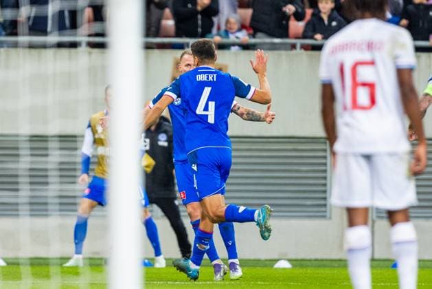 SLOVAKIA - LUXEMBOURG Adam Obert of Slovakia celebrates a goal during European qualifier of World Cup 2026 football match between Slovakia and Luxembourg. City Arena, Trnava, Slovakia, October 13, 2025. Copyright: xx 080A1481