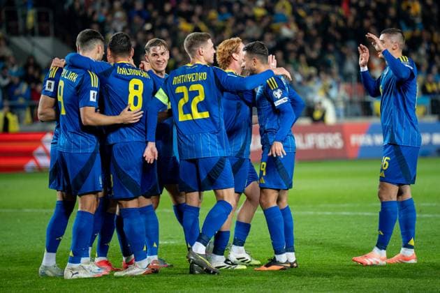 Ukraine V Azerbaijan - FIFA World Cup, WM, Weltmeisterschaft, Fussball 2026 European Qualifiers, Group D. Ukraine celebrates scoring a goal during the FIFA World Cup 2026 Qualifier match between Ukraine and Azerbaijan in Krakow, Poland, on October 13, 2025. European Qualifiers Group D football game. Krakow Poland  Copyright: xMarcinxGolbax originalFilename:golba-ukrainev251013_npPYh.jpg