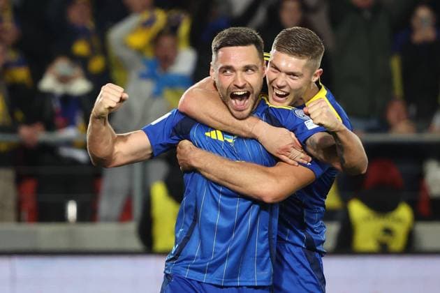 World Cup European Qualifiers Match Ukraine - Azerbaijan Oleksii Hutsulyak celebrates his goal during the football World Cup European Qualifiers match Ukraine - Azerbaijan at Cracovia Stadium in Krakow, Poland on October 13, 2025. Krakow Poland  Copyright: xJakubxPorzyckix originalFilename:porzycki-worldcup251013_np51f.jpg