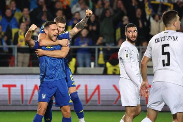 World Cup European Qualifiers Match Ukraine - Azerbaijan Oleksii Hutsulyak celebrates his goal during the football World Cup European Qualifiers match Ukraine - Azerbaijan at Cracovia Stadium in Krakow, Poland on October 13, 2025. Krakow Poland  Copyright: xJakubxPorzyckix originalFilename:porzycki-worldcup251013_npv2Q.jpg