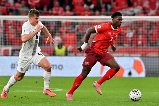 Ljubljana, Slovenia, October 13th 2025, Breel Embolo of Switzerland (R) in action against Jaka Bijol of Slovenia (L) during the UEFA European Qualifiers for 2026 World Cup, Group B match between Slovenia and Switzerland at Stadium Stozice, Ljubljana, Slovenia. (Photo by Igor Kupljenik Sports Press Photo) Copyright: xIgorxKupljenikx xSPPx Sportspressphoto_SPR42190