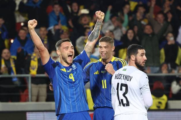 World Cup European Qualifiers Match Ukraine - Azerbaijan Oleksii Hutsulyak celebrates his goal during the football World Cup European Qualifiers match Ukraine - Azerbaijan at Cracovia Stadium in Krakow, Poland on October 13, 2025. Krakow Poland  Copyright: xJakubxPorzyckix originalFilename:porzycki-worldcup251013_npu2u.jpg