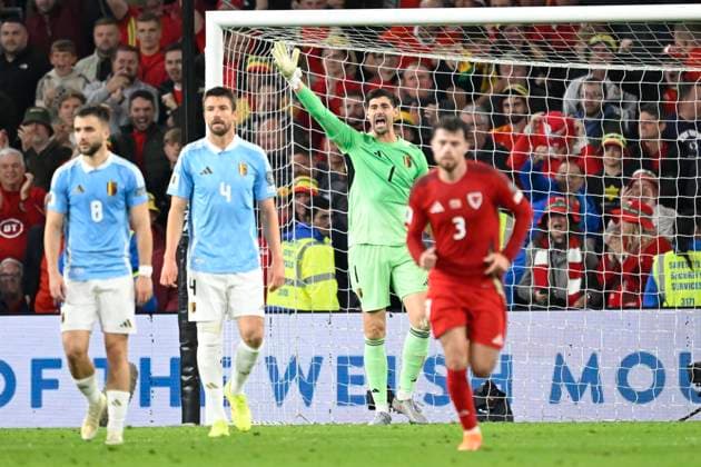 Wales v Belgium - FIFA World Cup, WM, Weltmeisterschaft, Fussball 2026 UEFA Qualifier CARDIFF, WALES - OCTOBER 13 : Courtois Thibaut goalkeeper of Belgium during the FIFA World Cup 2026 European Qualifier match between Wales and Belgium at the Cardiff City stadium on October 13, 2025 in Cardiff, Wales, 13 10 2025 Cardiff Wales  Copyright: xNicoxVereeckenx