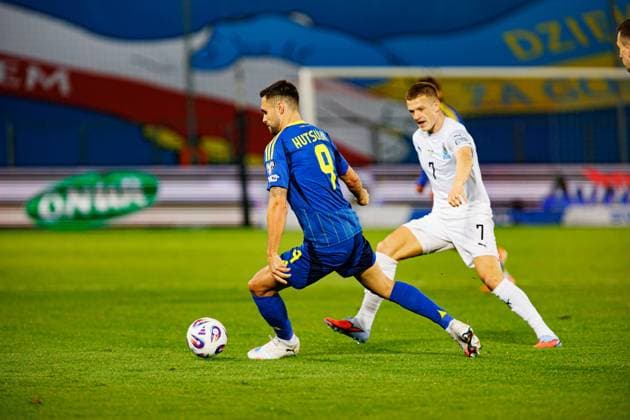 Oleksii Hutsuliak and Anatoli Nuriev seen during World Cup 2026 European qualification game between national teams of Ukraine and Azerbaijan (Ernest Kolodziej Ball Raw Images) Cracow Cracovia Stadium Poland Copyright: xErnestxKolodziejx ernestkolodziej_ukraine_azarbaijan_pt2_2526-126