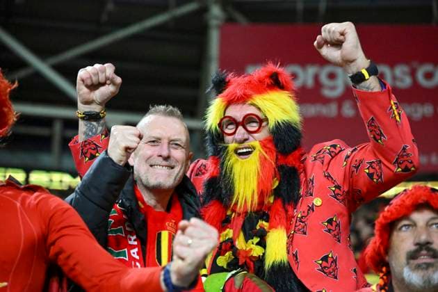 13th October 2025; Cardiff City Stadium, Cardiff, Wales; FIFA World Cup, WM, Weltmeisterschaft, Fussball Qualifying Group J International Football, Wales versus Belgium; Belgium fans after the 4-2 win  AledxHopkins