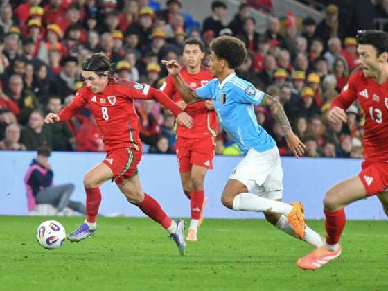 Football - 2026 FIFA World Cup, WM, Weltmeisterschaft, Fussball - European Qualifying - Group J - Matchday 8 12 - Wales vs Belgium - Cardiff City Stadium - Monday 13th October 2025 Harry Wilson WALES on the attack COLORSPORT Winston Bynorth 