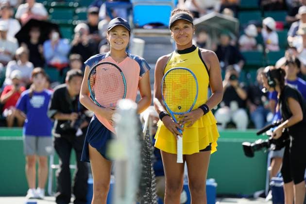 (L-R) Wakana Sonobe (JPN), Naomi Osaka (JPN), OCTOBER 13, 2025 - Tennis : Singles 1st Round Match at Morita Tennis Center Utsubo during Kinoshita Group Japan Open Tennis Championships 2025 in Osaka, Japan. Noxthirdxpartyxsales  aflo_306801195