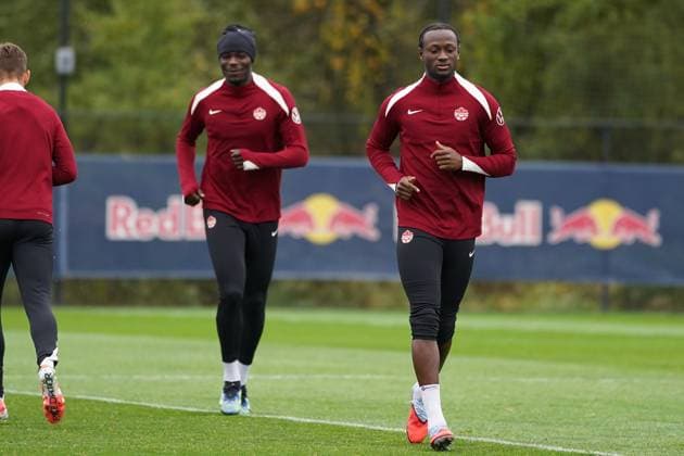 Canada v Colombia - International Friendly, Länderspiel, Nationalmannschaft Match Training Practice Promise David of Canada during the Training Practice before the International Friendly match between Canada and Colombia at Red Bull Arena. on October 14, 2025 in Harrison, Nueva Jersey. (Photo by Leonardo Ramirez Eyepix Group) Copyright: xLeonardoxRamirezx xEyepixxGroupx LR-13102025-04210