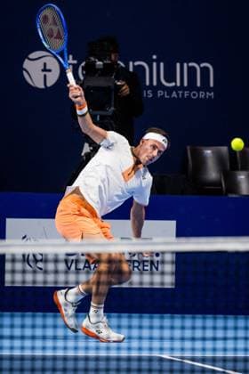 German Daniel Altmaier pictured in action during the European Open ATP, Tennis Herren tennis tournament in Brussels, on Tuesday 14 October 2025. This year s edition of the tournament is taking place from 12 to 19 October 2025. JASPERxJACOBS  x136776527x