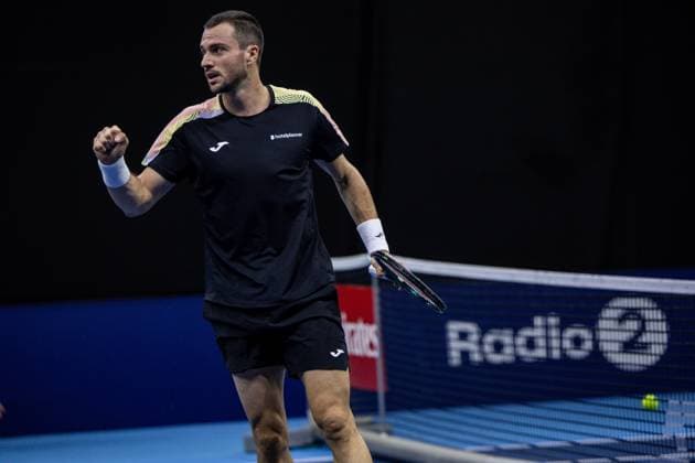 Spanish Pedro Martinez pictured during the European Open ATP, Tennis Herren tennis tournament in Brussels, on Tuesday 14 October 2025. This year s edition of the tournament is taking place from 12 to 19 October 2025. JASPERxJACOBS  x136777289x