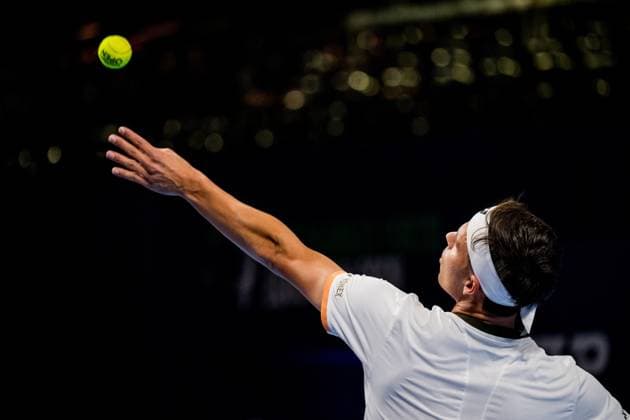 German Daniel Altmaier pictured in action during the European Open ATP, Tennis Herren tennis tournament in Brussels, on Tuesday 14 October 2025. This year s edition of the tournament is taking place from 12 to 19 October 2025. JASPERxJACOBS  x136777510x