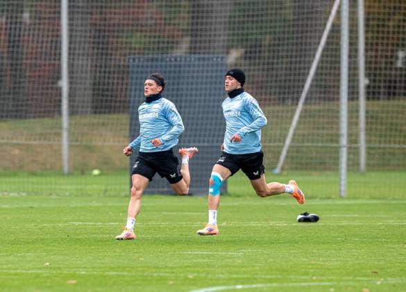 Soccer, Men, Season 2025 26, 2 Bundesliga, Hertha BSC, Training, f l Fabian Reese Hertha BSC , Linus Gechter Hertha BSC , 14 10 2025, Copyright: xSebastianxRäppold MatthiasxKochx