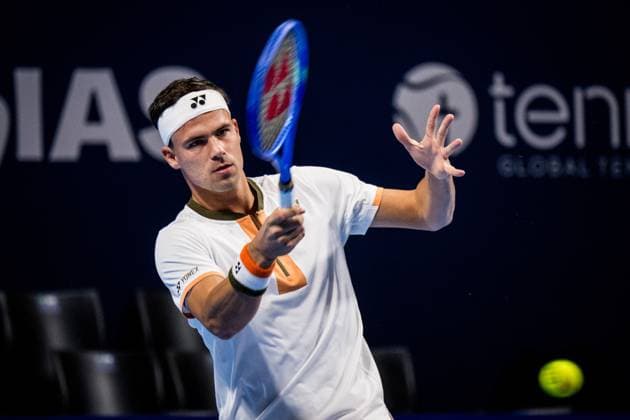 German Daniel Altmaier pictured in action during the European Open ATP, Tennis Herren tennis tournament in Brussels, on Tuesday 14 October 2025. This year s edition of the tournament is taking place from 12 to 19 October 2025. JASPERxJACOBS  x136782409x