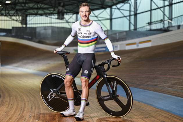 Belgian Lindsay De Vylder poses for the photographer before a press conference, PK, Pressekonferenz to present the delegation for the upcoming World Track cycling, Rad, Radsport, Bahnrad, Bahn Championships, Tuesday 14 October 2025 in Gent. The competition will take place in Santiago, Chile, from 22 to 26 October 2025. TOM GOYVAERTS TomxGoyvaerts  x136783268x