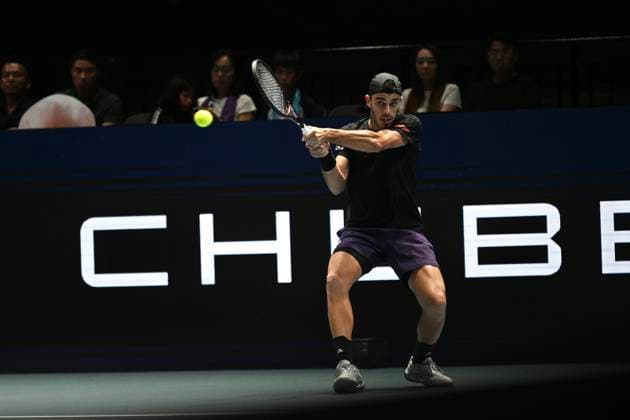 Francisco Cerundolo In Chubb UTS Hong Kong 2025 Francisco Cerundolo playing the game at Kai Tak Arena, Kai Tak Sports Park on October 14, 2025 in Hong Kong. Today Chubb UTS Hong Kong 2025 opening in Hong Kong. (Photo by Kobe Li Nexpher Images)