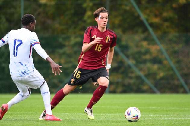 Norway v Belgium - UEFA European Under-17 Championship Qualifying Round LIEGE, BELGIUM - OCTOBER 14 : Verstrepen Rune midfielder of U17, U 17 Belgium during the UEFA European Under-17 Championship Estonia 2026 first qualifying round match group 5 between Norway and Belgium on October 14, 2025 in Liege, Belgium, 14 10 2025 Liege Belgium  Copyright: xVincentxKalutx