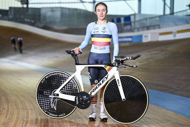 Belgian Luca Vierstraete poses for the photographer before a training session of the delegation for the upcoming World Track cycling, Rad, Radsport, Bahnrad, Bahn Championships, Tuesday 14 October 2025 in Gent. The competition will take place in Santiago, Chile, from 22 to 26 October 2025. TOM GOYVAERTS TomxGoyvaerts  x136788234x