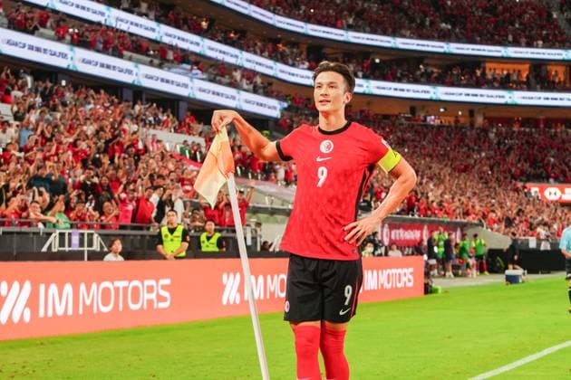 AFC Asian Cup Qualifiers: Hong Kong vs Bangladesh Matthew Orr, forward of Hong Kong Football Team celebrates after a successful penalty on Bangladesh at Kai Tak Stadium during AFC Asian Cup Qualifiers match on October 14, 2025 in Hong Kong. (Photo by Zulu Lo TMHK via Nexpher Images)