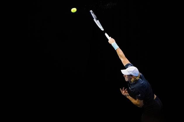 Finnish Emil Ruusuvuori pictured in action during the European Open ATP, Tennis Herren tennis tournament in Brussels, on Tuesday 14 October 2025. This year s edition of the tournament is taking place from 12 to 19 October 2025. JASPERxJACOBS  x136789587x