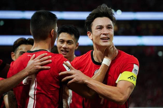 AFC Asian Cup Qualifiers: Hong Kong vs Bangladesh Matthew Elliot Wing Kai Chin Orr (Matt Or) celebrating after scoring a goal during the AFC Asian Cup Qualifiers between Hong Kong and Bangladesh at Kai Tak Stadium on October 14, 2025 in Hong Kong. (Photo by Ellan Mad Nexpher Images)