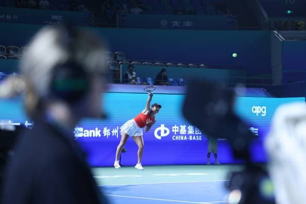 NINGBO, CHINA - OCTOBER 14: Emma Raducanu of Great Britain competes in the Women s Singles Round of 32 match against Zhu Lin of China on day 2 of 2025 Ningbo Open at the Ningbo (Yinzhou) Tennis Center on October 14, 2025 in Ningbo, Zhejiang Province of China.  Copyright: xVCGx 111597161529
