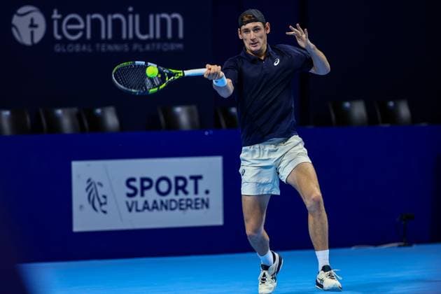 French Valentin Royer pictured in action during the European Open ATP, Tennis Herren tennis tournament in Brussels, on Tuesday 14 October 2025. This year s edition of the tournament is taking place from 12 to 19 October 2025. JASPERxJACOBS  x136790596x